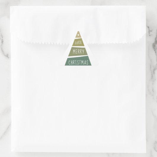 メリークリスマス.緑の幾何学的な休日ツリー 三角形シール (バッグ)