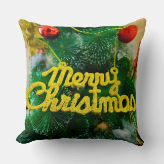 メリークリスマス 緑 グリッター クリスマスツリー クリスマスの休日 クッション