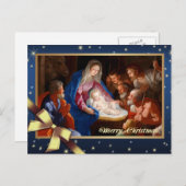 メリークリスマス.羊飼いの崇拝 シーズンポストカード (正面/裏面)