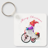 メリークリスマス – 自転車とギフトとのおもしろい格言 キーホルダー (正面)