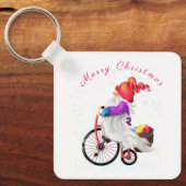 メリークリスマス – 自転車とギフトとのおもしろい格言 キーホルダー (正面)