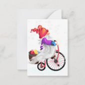 メリークリスマス - 自転車とプレゼントを持つユーモアあふれる小人 - ノートカード (裏面)