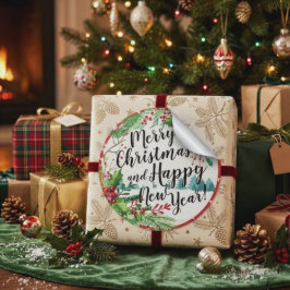 メリークリスマス＆良いお年を ホリデーグリーティング ラウンドシール