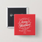 メリークリスマス&良いお年を ホワイトタイポグラフィ 缶バッジ (正面&裏面)