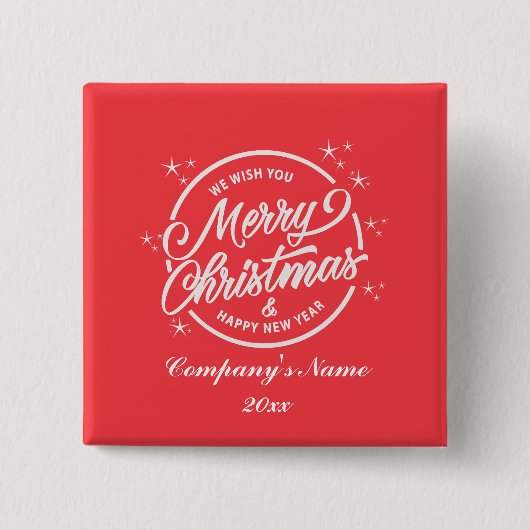 メリークリスマス&良いお年を ホワイトタイポグラフィ 缶バッジ (正面)