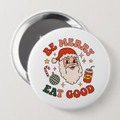 メリークリスマス 良い食事 サンタ ソーダ キャンディケイン 缶バッジ (正面&裏面)