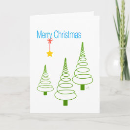 メリークリスマス、螺線形の木、星およびリボン シーズンカード