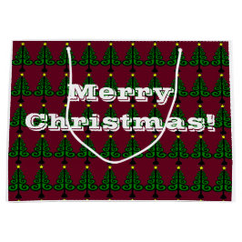 メリークリスマス/装飾的な緑の木 ラージペーパーバッグ