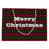 メリークリスマス/装飾的な緑の木 ラージペーパーバッグ (裏面)