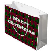 メリークリスマス/装飾的な緑の木 ラージペーパーバッグ (裏面アングル)