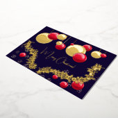 メリークリスマス，装飾，花輪，雪 箔招待状 (回転した状態)