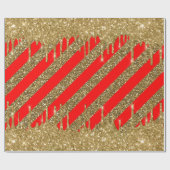 メリークリスマス – 赤いグリッターストリップ ラッピングペーパー (フラット)