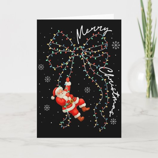 メリークリスマス 赤いサンタ帽子 トナカイ クリスマスのおそろいコーデ カード (正面)