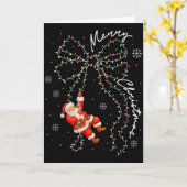 メリークリスマス 赤いサンタ帽子 トナカイ クリスマスのおそろいコーデ カード (黄色い花)