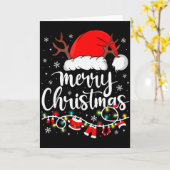 メリークリスマス 赤いサンタ帽子 トナカイ クリスマスのお揃い カード (黄色い花)
