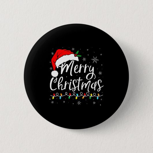メリークリスマス 赤いサンタ帽子 トナカイ クリスマスのお揃い 缶バッジ (正面)
