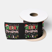 メリークリスマス 赤いサンタ帽子 トナカイ サンタ 一致 サテンリボン (リール)
