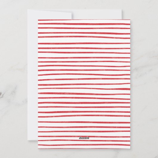 メリークリスマス.赤いシンプルモダンストライプ写真 シーズンカード (裏面)