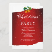 メリークリスマス | 赤いタイポグラフィ 招待状 (正面/裏面)