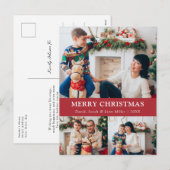 メリークリスマス 赤いフォトコラージュ ポストカード (正面/裏面)
