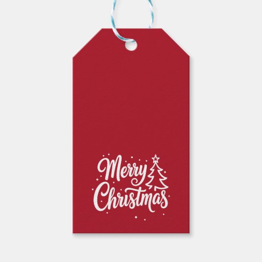 メリークリスマス 赤いホリデー ギフトタグ (正面)
