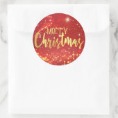 メリークリスマス、赤いボケ、金と白の灯り ラウンドシール (バッグ)