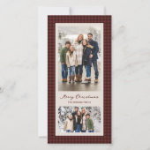 メリークリスマス 赤いボーダー柄フレームの2枚の写真 シーズンカード (正面)
