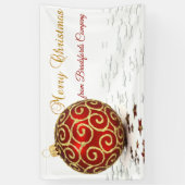 メリークリスマス、赤いボール、星 横断幕 (縦)