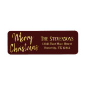 メリークリスマス |赤いモダン金ゴールドトレンディーアドレス ラベル (正面)