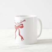 メリークリスマス 赤いリボン コーヒーマグカップ (正面右)