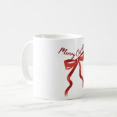 メリークリスマス 赤いリボン コーヒーマグカップ (正面左)