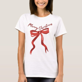 メリークリスマス 赤いリボン Tシャツ