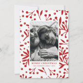 メリークリスマス.赤い冬のフローラ植物写真 シーズンカード (正面)