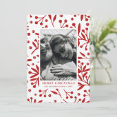 メリークリスマス.赤い冬のフローラ植物写真 シーズンカード (スタンド正面)