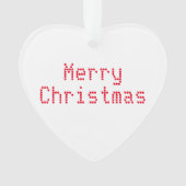 「メリークリスマス」赤い文字の白い背景 オーナメント (正面)