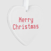 「メリークリスマス」赤い文字の白い背景 オーナメント (正面)