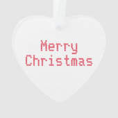 「メリークリスマス」赤い文字の白い背景 オーナメント (裏面)
