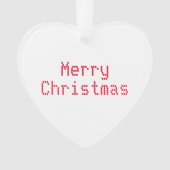 「メリークリスマス」赤い文字の白い背景 オーナメント (正面)