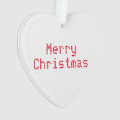 「メリークリスマス」赤い文字の白い背景 オーナメント (正面)