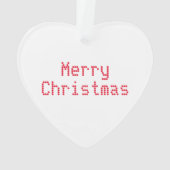 「メリークリスマス」赤い文字の白い背景 オーナメント (裏面)