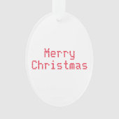 「メリークリスマス」赤い文字の白い背景 オーナメント (正面)