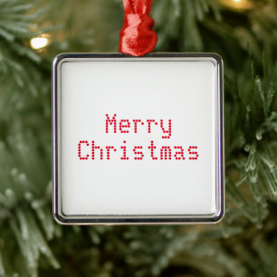 「メリークリスマス」赤い文字（白） メタルオーナメント