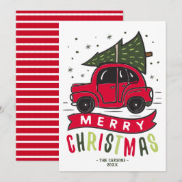 メリークリスマス 赤い車 クリスマスツリー 名前 テンプレート かわいい