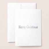メリークリスマス – 赤い雪の白い銀または金ゴールド 箔カード (裏面封筒付き)