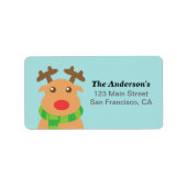 メリークリスマス – 赤い鼻のかわいいトナカイ ラベル (正面)