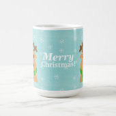メリークリスマス - 赤い鼻の可愛いトナカイ コーヒーマグカップ (中央)