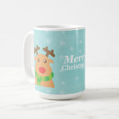 メリークリスマス - 赤い鼻の可愛いトナカイ コーヒーマグカップ (正面左)