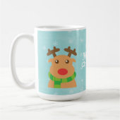 メリークリスマス - 赤い鼻の可愛いトナカイ コーヒーマグカップ (左)