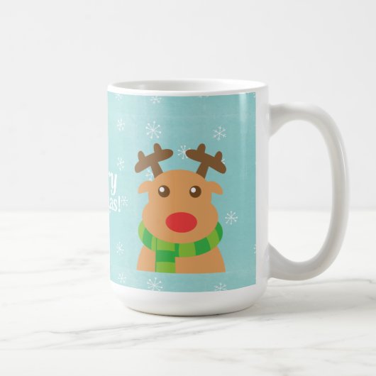 メリークリスマス - 赤い鼻の可愛いトナカイ コーヒーマグカップ (右)