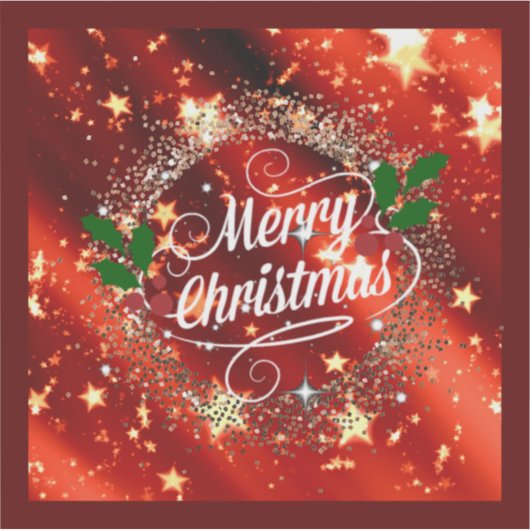 メリークリスマス、赤きらめくと金ゴールドデザイン シール (正面)